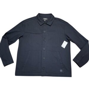 FLX Mens Black Shirt Jacket Size L Stretch Button Up Chore Utility Coat NWT